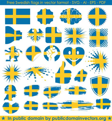 Free Swedish flags in vector format - SVG - AI - EPS - PDF ...