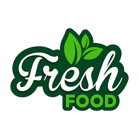 Premium Vector | Fresh food typography logo design with green leaf vector