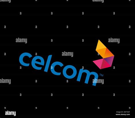 Celcom, rotated logo, black background B Stock Photo - Alamy