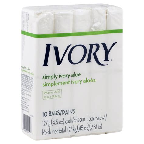 Ivory Soap, Simply Ivory Aloe, 10 - 4.5 oz (127 g) bars [45 oz (2.81 lb) 1.27 kg] - Beauty ...