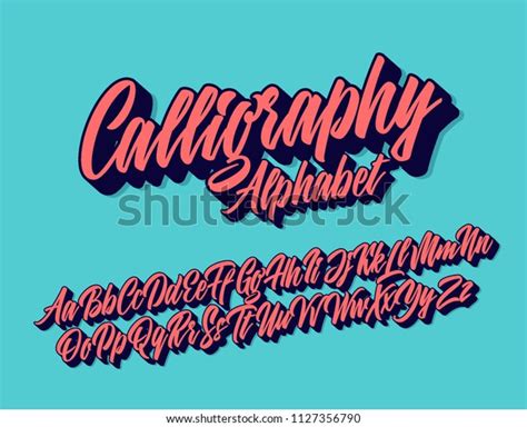 Calligraphy Lettering Font Vector Alphabet Stock Vector (Royalty Free) 1127356790