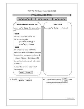 Trig Identities Lesson: Applications to Pythagorean Identities (full ...