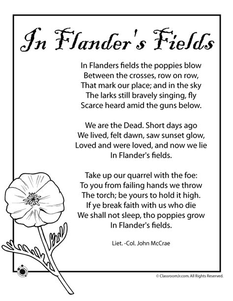 Poppy Poem for Memorial Day and Veterans Day/Remembrance Day ...