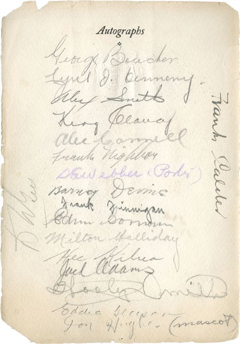 Ottawa Senators Autographs - 1927 - Stanley Cup Champions | HockeyGods