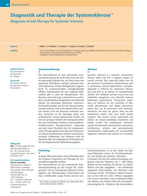 (PDF) Diagnosis of and therapy for systemic sclerosis