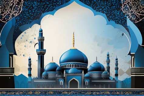 Islamic Background With Masjid Blue & Black Generated By AI PNG Images ...