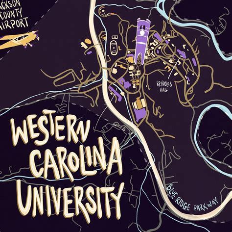 Western Carolina University Map purple - Etsy