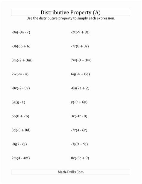 45 Distributive Property With Variables Worksheet