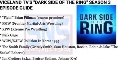 SEASON 3 episodes for Dark Side of the Ring announced : r/SquaredCircle