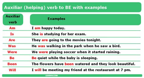 Helping Verb Examples