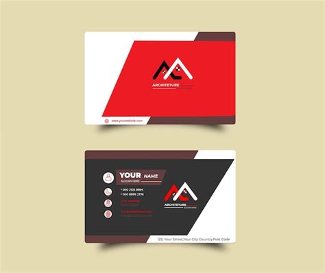 Premium Vector | White business card with red details