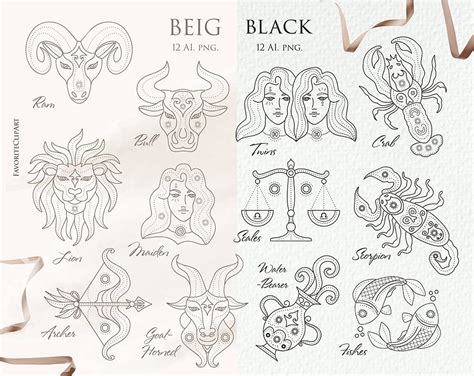 Zodiac Signs 100 Clipart. Zodiac Tattoo. Zodiac Line. - Etsy