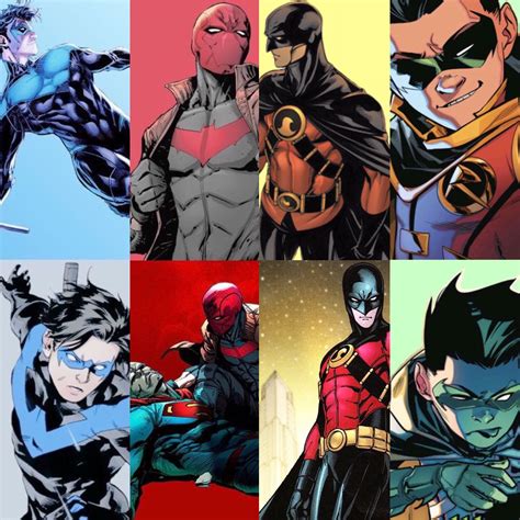 Damian Wayne. Nightwing. Jason Todd. Red Hood. Tim Drake. Red Robin. Damian Wayne. Robin ...