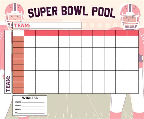 Printable 25 Square Football Board