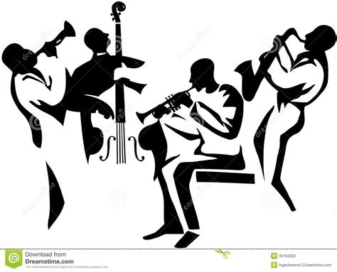 Jazz Musician Silhouettes | Jazz Quartet stylized musicians ...