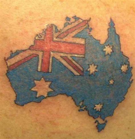 Australian flag and map tattoo - Tattooimages.biz