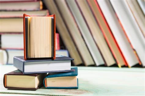 Pile Of Books On Wooden Background Stock Image - Image of business, heap: 109384885