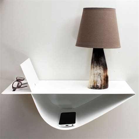 Chevet suspendu design ZEN blanc (chevet mural gauche) | Chevet suspendu, Table de chevet ...