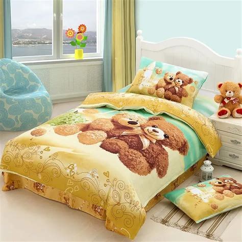 Teddy Bear Cartoon cute Bedding set for Kids children twin size ...