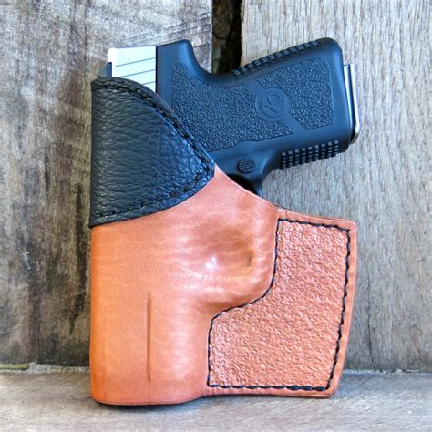 Front Pocket Holster for Kahr CM9 in Natural Horsehide with Black Shark | Johnston Gun Leather