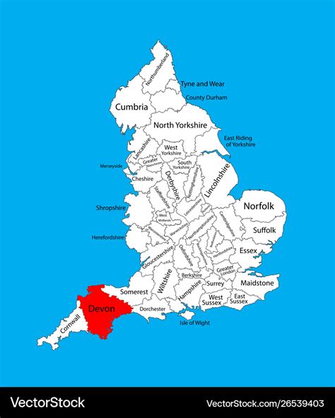 Map devon in south west england united kingdom Vector Image