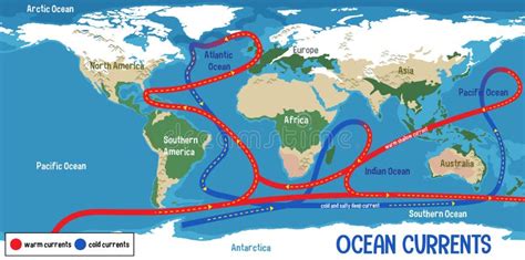 Corrientes Oceánicas En El Fondo Del Mapa Mundial Ilustración del Vector - Ilustración de modelo ...