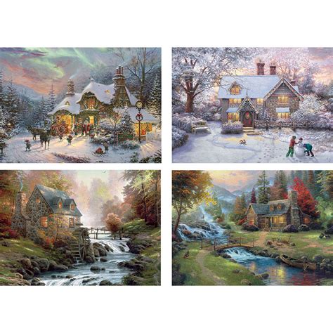 Set of 4: Thomas Kinkade 1000 Piece Jigsaw Puzzles | Spilsbury