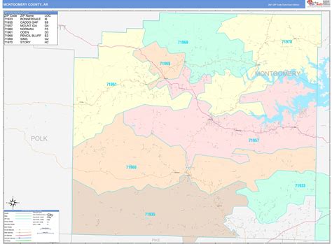 Montgomery County, AR Wall Map Color Cast Style by MarketMAPS ...