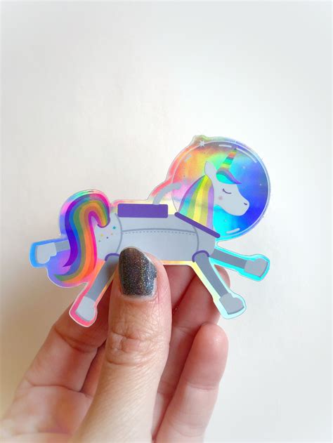 Holographic Space Unicorn Astronaut Vinyl Sticker Decal - Etsy