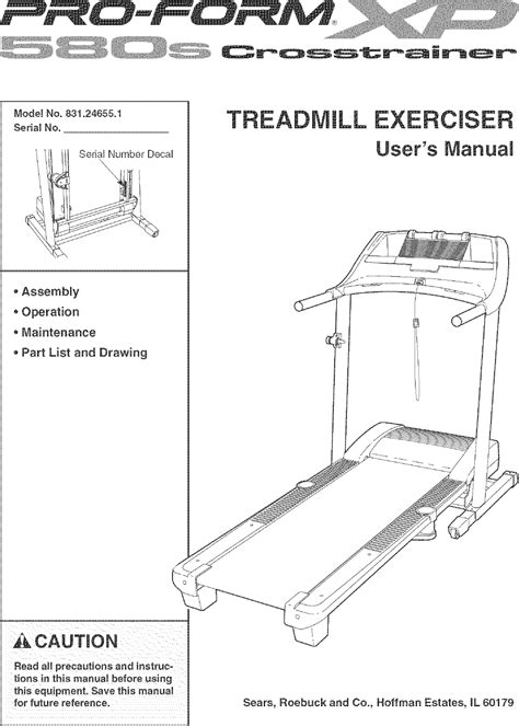 Proform 831246551 User Manual XP 580S CROSSTRAINER Manuals And Guides L0704262