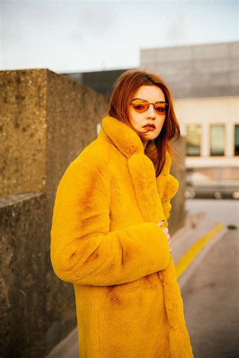 Yellow Faux Fur Coat - Hannah Louise Fashion