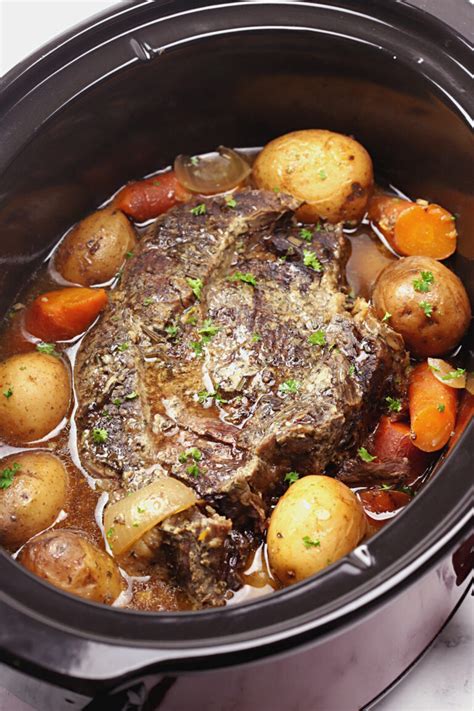 Slow Cooker Beef Roast with Potatoes and Carrots - The Toasty Kitchen