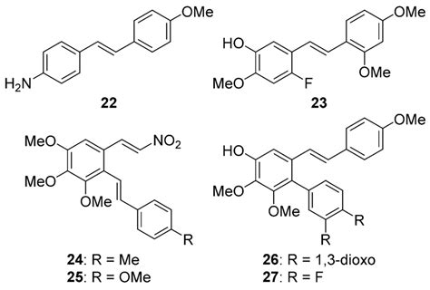 Stilbene derivatives 22-27. | Download Scientific Diagram