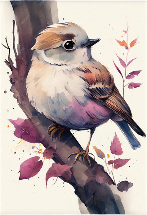 Premium AI Image | A watercolor painting of a bird on a branch