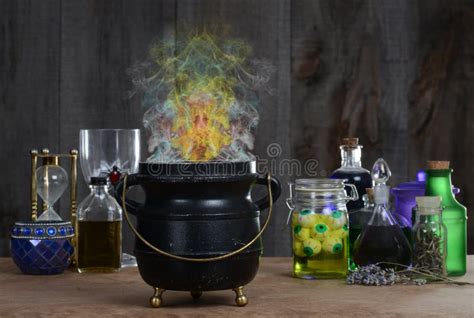 Witch cauldron with smoke stock photo. Image of mist - 26195870