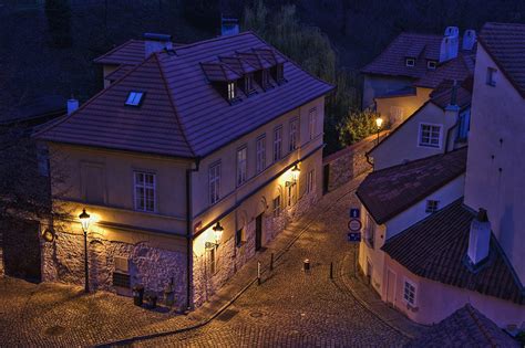 Nove Mesto, Prague, Czech Republic, Houses, Street, Night, Street ...