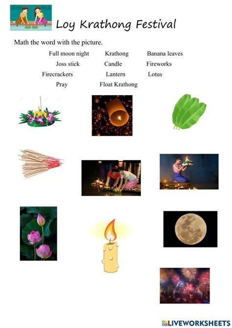 Loy Krathong Festival interactive worksheet in 2022 | Festival ...