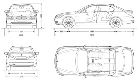 BMW 5-Series E60 2007 Blueprint - Download free blueprint for 3D modeling