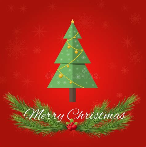 A Christmas Tree on Red Background Stock Illustration - Illustration of ...