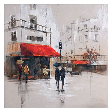 French café scene Multicolour Canvas art (W)800mm (H)800mm | Buy canvas ...