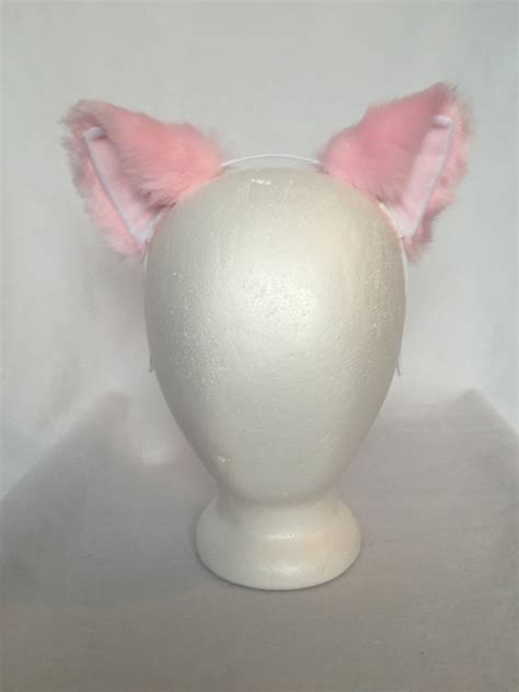 Pink Kitty Ears Headband Pink Cat ears with white inner color