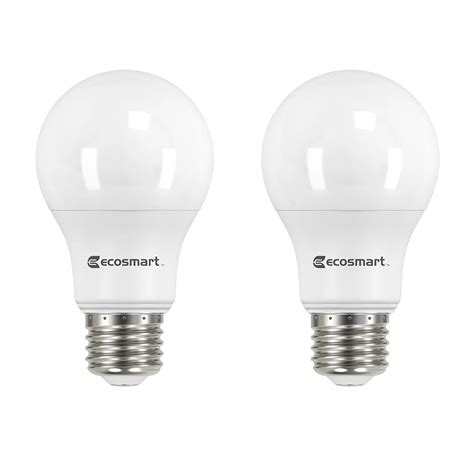 Ecosmart 60W Equivalent Bright White (3000K) Non-Dimmable A19 LED Light Bulb (2-Pack) | The Home ...