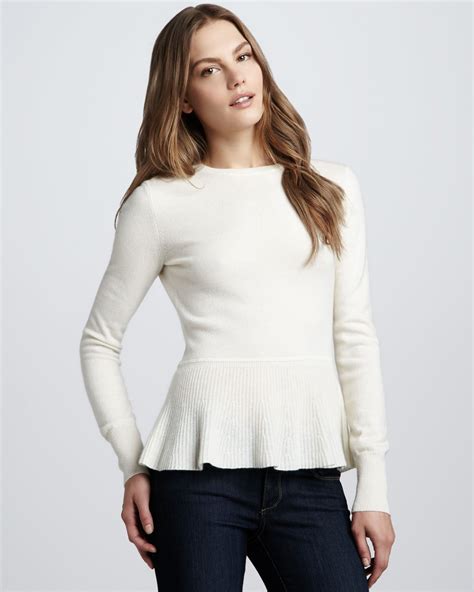 Lyst - Autumn Cashmere Cashmere Peplum Sweater in White