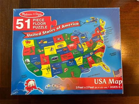 MELISSA & DOUG USA Map Floor Puzzle 51pcs Homeschool United States Geography $8.99 - PicClick