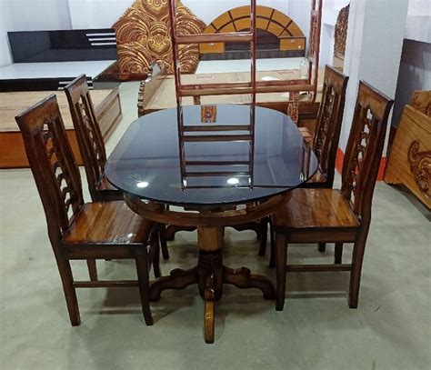 Glass Top Wooden Dining Table Set, Pattern : Plain at best price INR ...