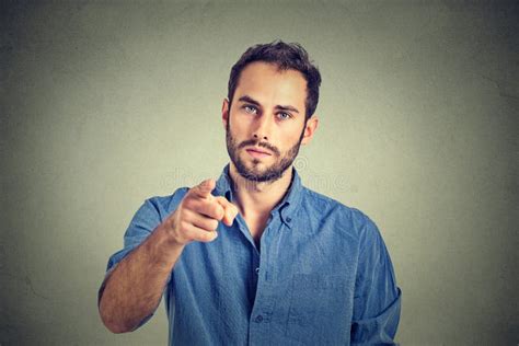 Angry Young Man Pointing Finger at You Camera Gesture Stock Image ...