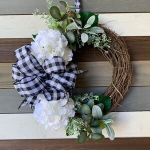 White Hydrangea Wreath, White Hydrangea Farmhouse Wreath, Everyday Wreath, Hydrangea Wreath ...