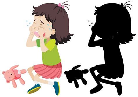 Free Vector | Girl crying with its silhouette