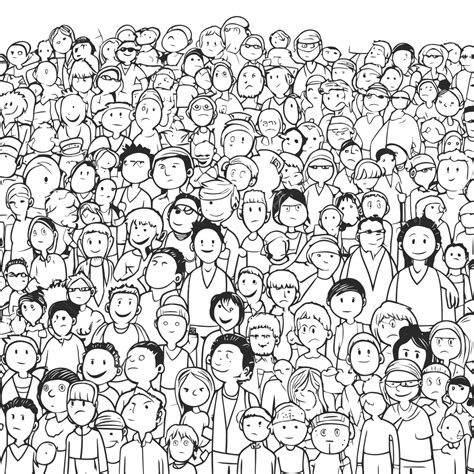 An Illustration Of A Crowd Of People Outline Sketch Drawing Vector, Wing Drawing, Rat Drawing ...