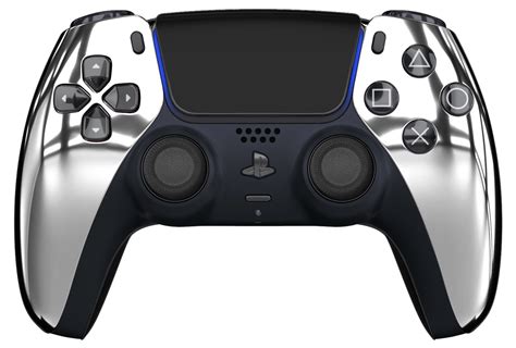 Chrome Silver PS5 Controller with Black Buttons